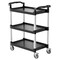 Black 3-Tier Metal Rolling Utility Cart Mobile Organizer with Locking Wheels for Garage and Home Storage
